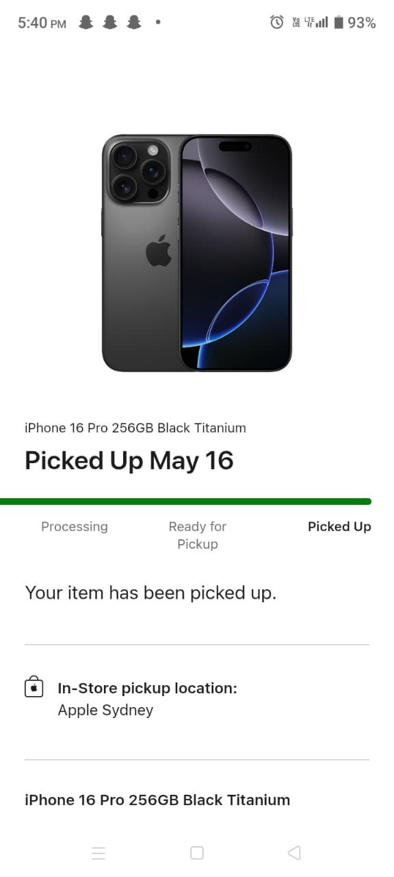 iPhone order pickup proof